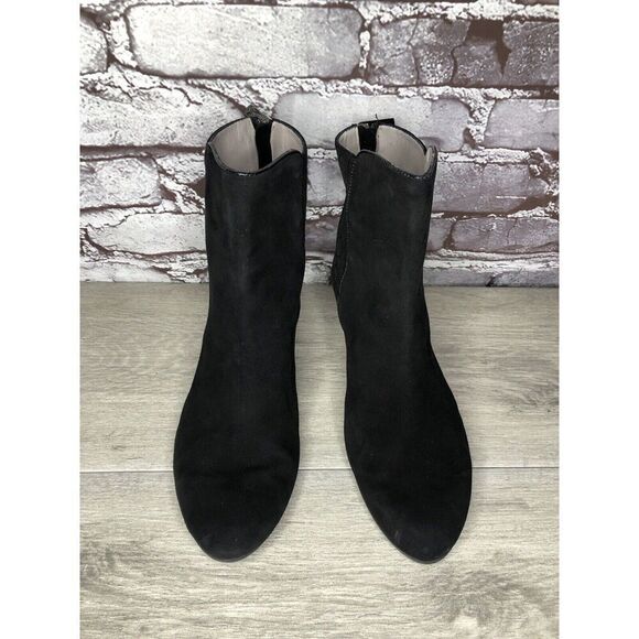 Aquatalia Black Suede Leather Wedge Back Zipper Booties Women’s Sz 8M US/38.5EU - Picture 11 of 16